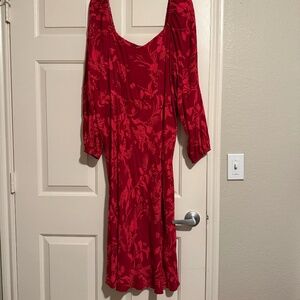 Ava + Viv Red and Pink Floral Dress XXL